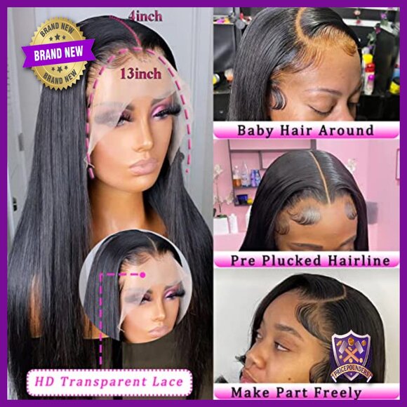 13x4 HD Lace Front Wig Brazilian Virgin Human Hair Glueless Pre Plucked main image 4